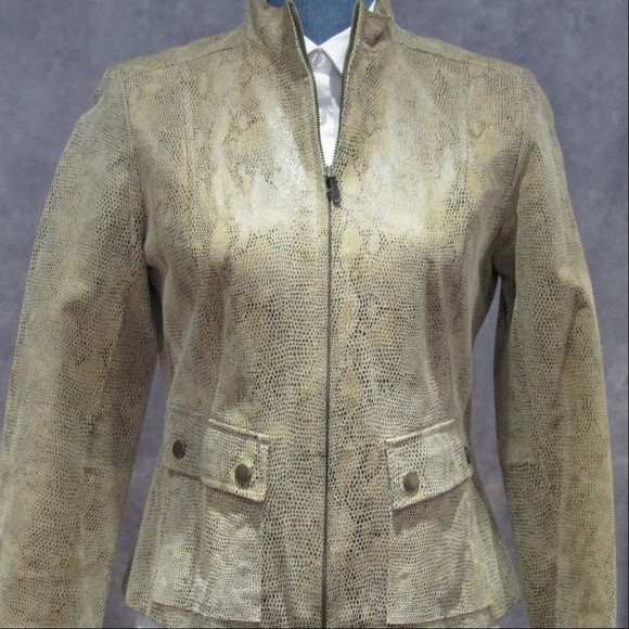 Alfani Leather Snakeskin / Reptile Zip Jacket S - Picture 2 of 4